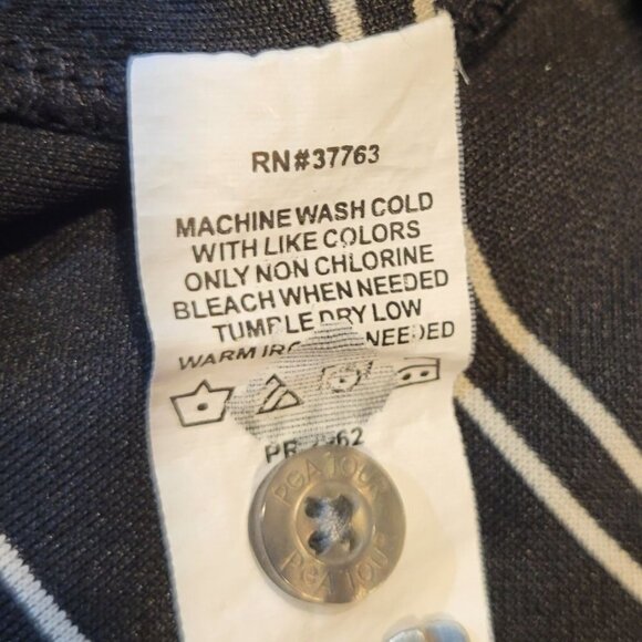 PGA Tour Men's Sz Large Black White Striped SS Stretch Pullover Golf Polo Shirt - Picture 4 of 5